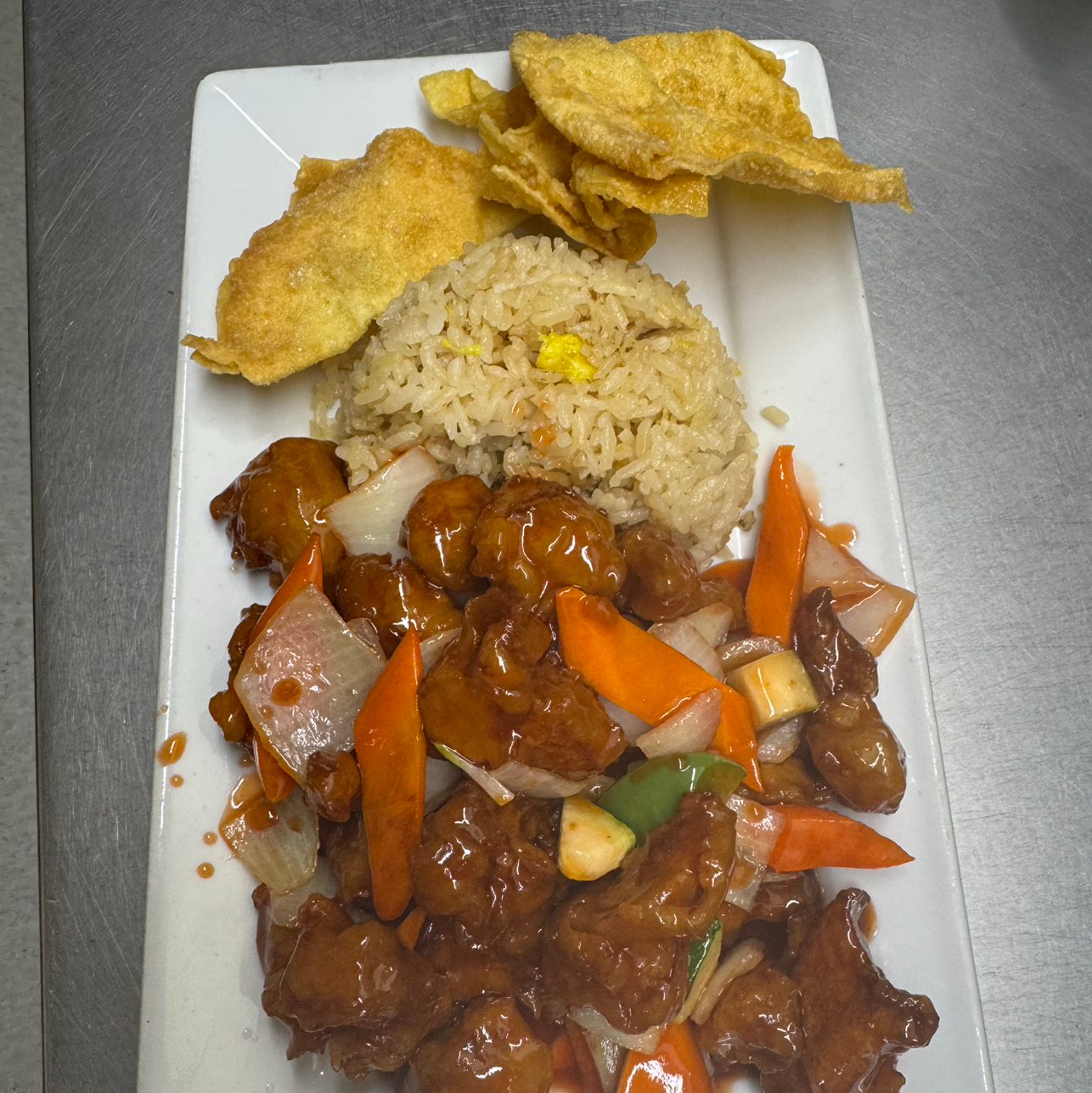 Sweet and Sour Pork Lunch or Chicken Lunch.