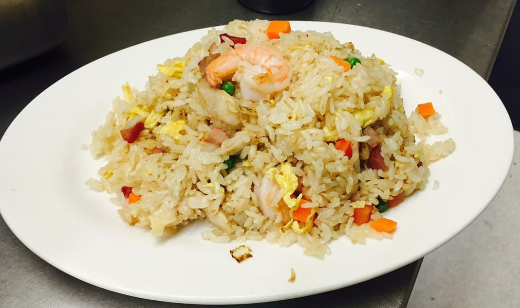 Combination (Pork, Chicken & Shrimp) Fried Rice.