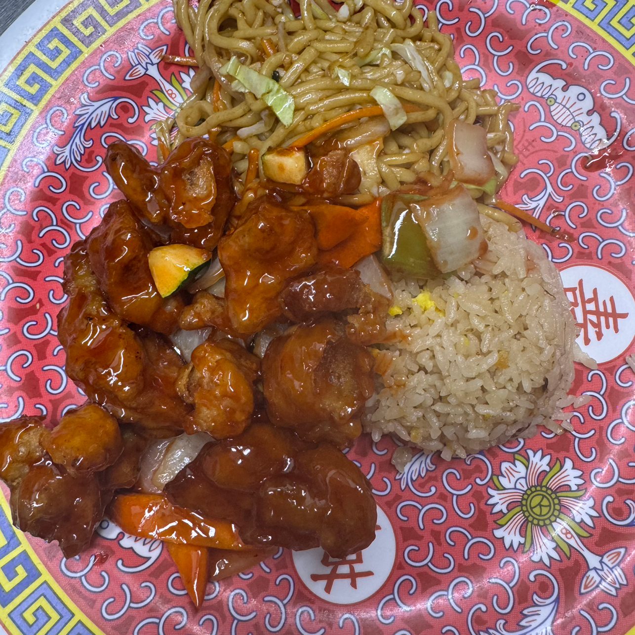 Egg Fried Rice, Chow Mein & Sweet & Sour Pork LC3.